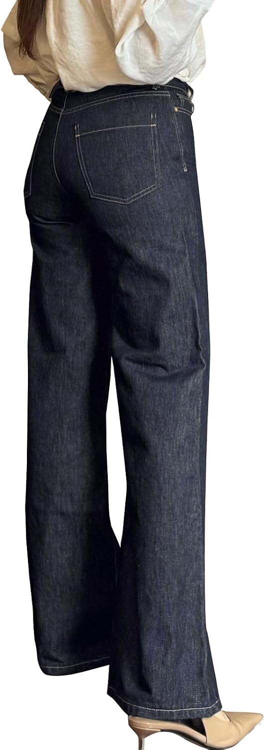 ZERMOM Women's Wide Leg Jeans Casual Stretch High Rise Baggy Loose Denim Pants