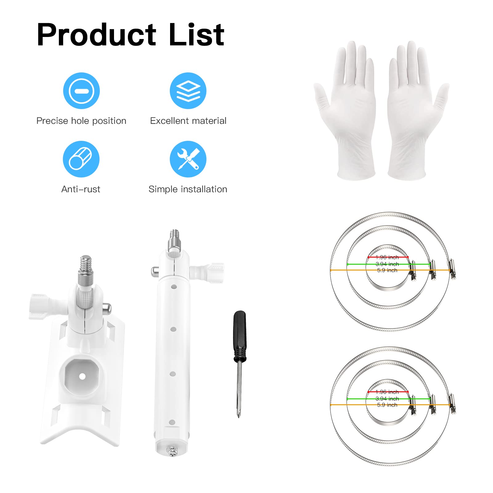 HOLACA Support de Mât 2 en 1 pour Panneau Solaire Arlo, Pro 3, Ultra1&2, Essential, Pro 4, eufyCam - Accessoire de Montage Extérieur (Blanc)