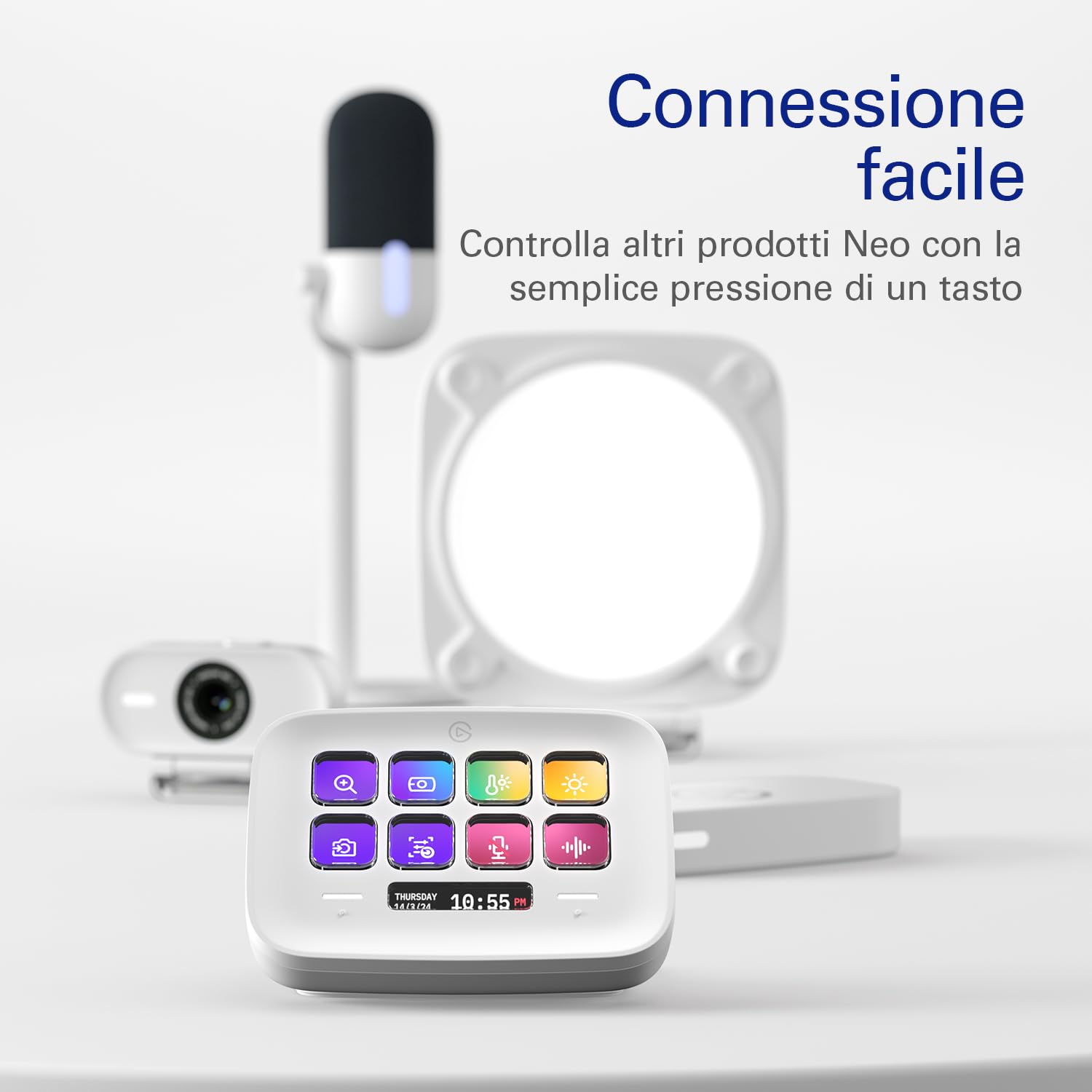 Elgato Stream Deck Neo – 8 Tasti Personalizzabili, 2 Touch Point, velocizza attività e Flussi di Lavoro - controlla Word, Excel, PowerPoint, Teams, Zoom, Spotify e Altro, Drag And Drop - per Mac e PC