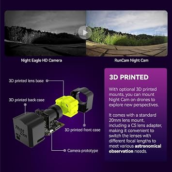 RunCam Night Action Camera Prototype with 2.7K30FPS DC 5V Power for FPV and Other Occasions