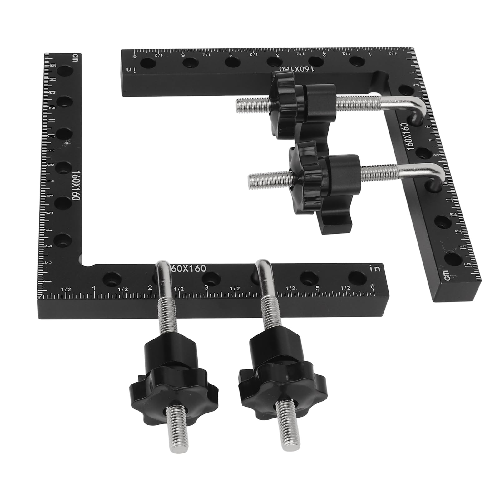 Chrees Morsetto Angolare Morsetto di Precisione per Lavorazione del Legno in Alluminio da 90 Gradi per Giunzioni Precise, Righello in Pollici/millimetri, Serraggio Versatile per Progetti Fai da Te,
