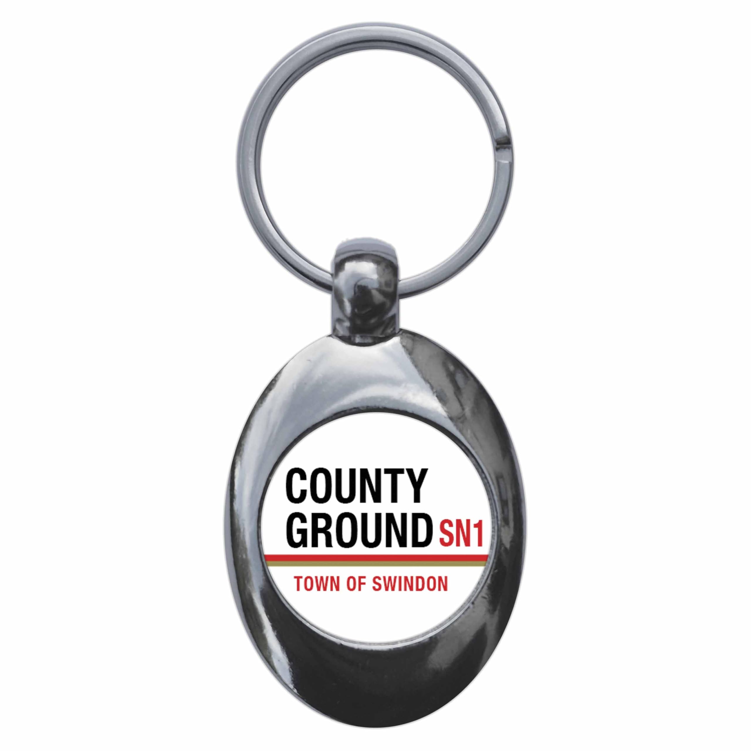 Ozorath County Ground SN1 Swindon Road Sign Keyring Keychain Key Ring Chain With Trolley Coin