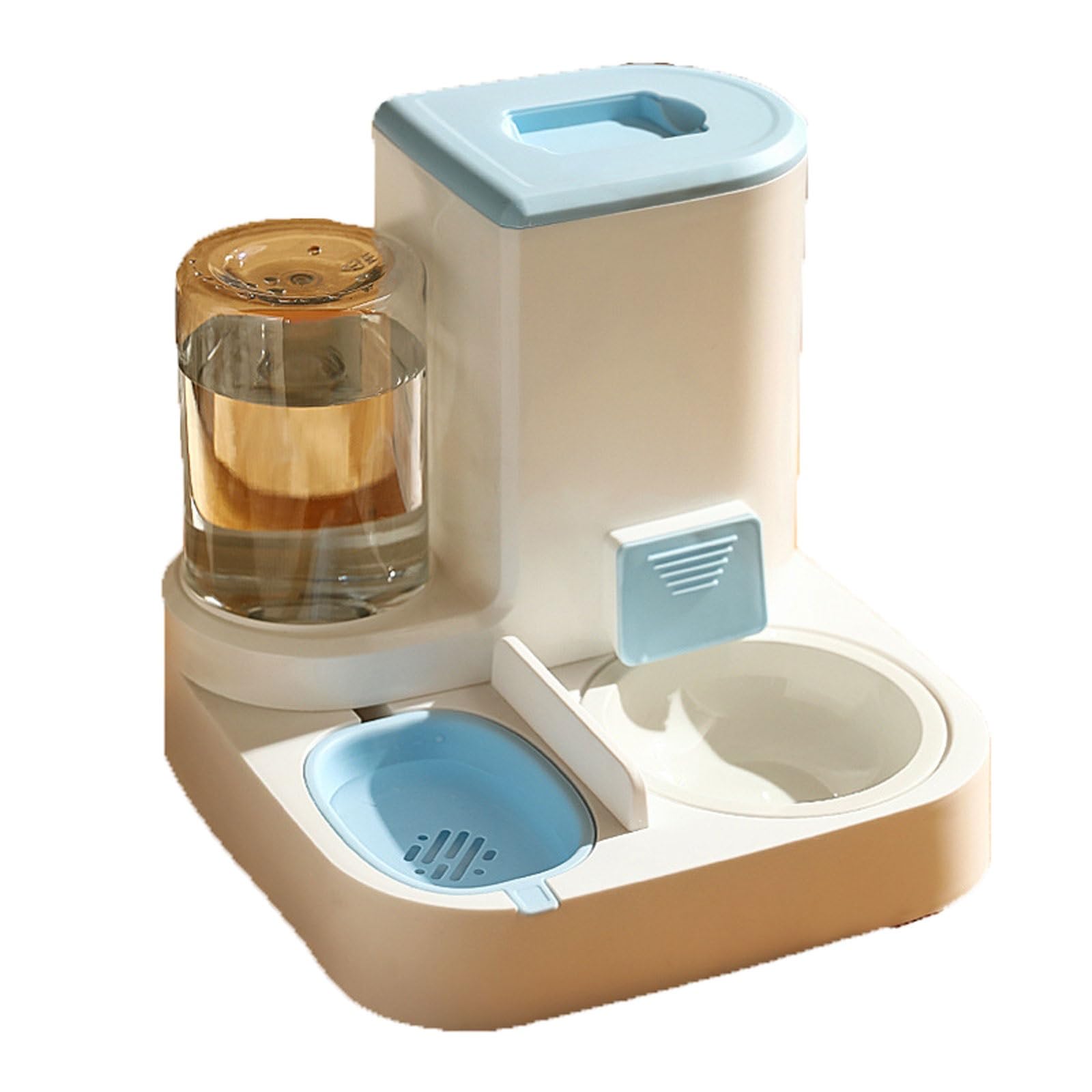 cat Feeder 2-in-1 Automatic Pet Feeder Feeder and Waterer Pet Food Storage Removable and Easy to Clean Suitable Compatible with Small Dogs Cats pet Supplies(Blue)