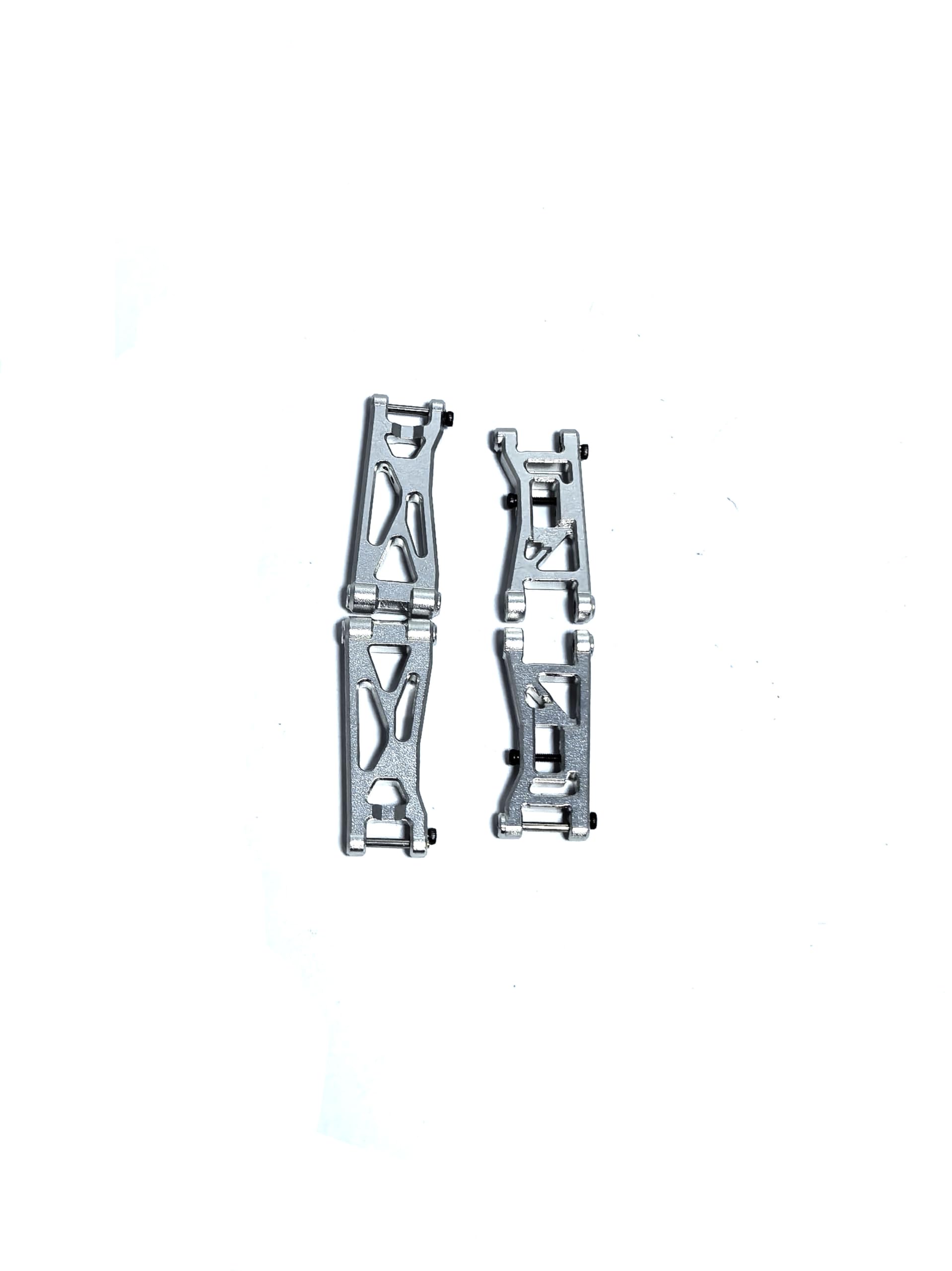 KEBEILEE CNC 7075Aluminum Upgrade Parts Front & Rear Lower Arms for LOSI 1/24 Micro-B LOS-1768 (Silver)