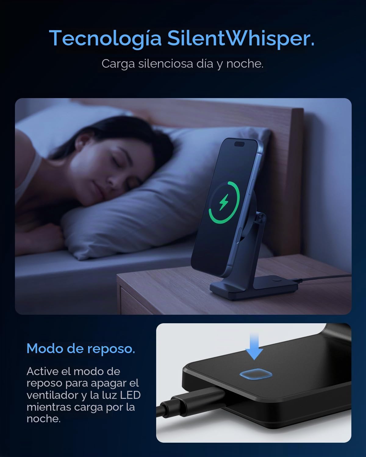 Spigen OneTap Pro 3 Cargador Inalámbrico Qi2 15W para MagSafe, Cable USB-C de 2m, Ventilador de Enfriamiento Estación de Carga Magsafe Compatible con iPhone 16 15 14 13 y Funda