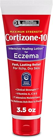 Cortizone-10 Maximum Strength Intensive Healing Itch Relief Lotion for Eczema, 1% Hydrocortisone, Fast-Acting, Anti-Itch Cream for Minor Skin Irritations, Rashes and Inflammation Due to Eczema, 3.5 oz