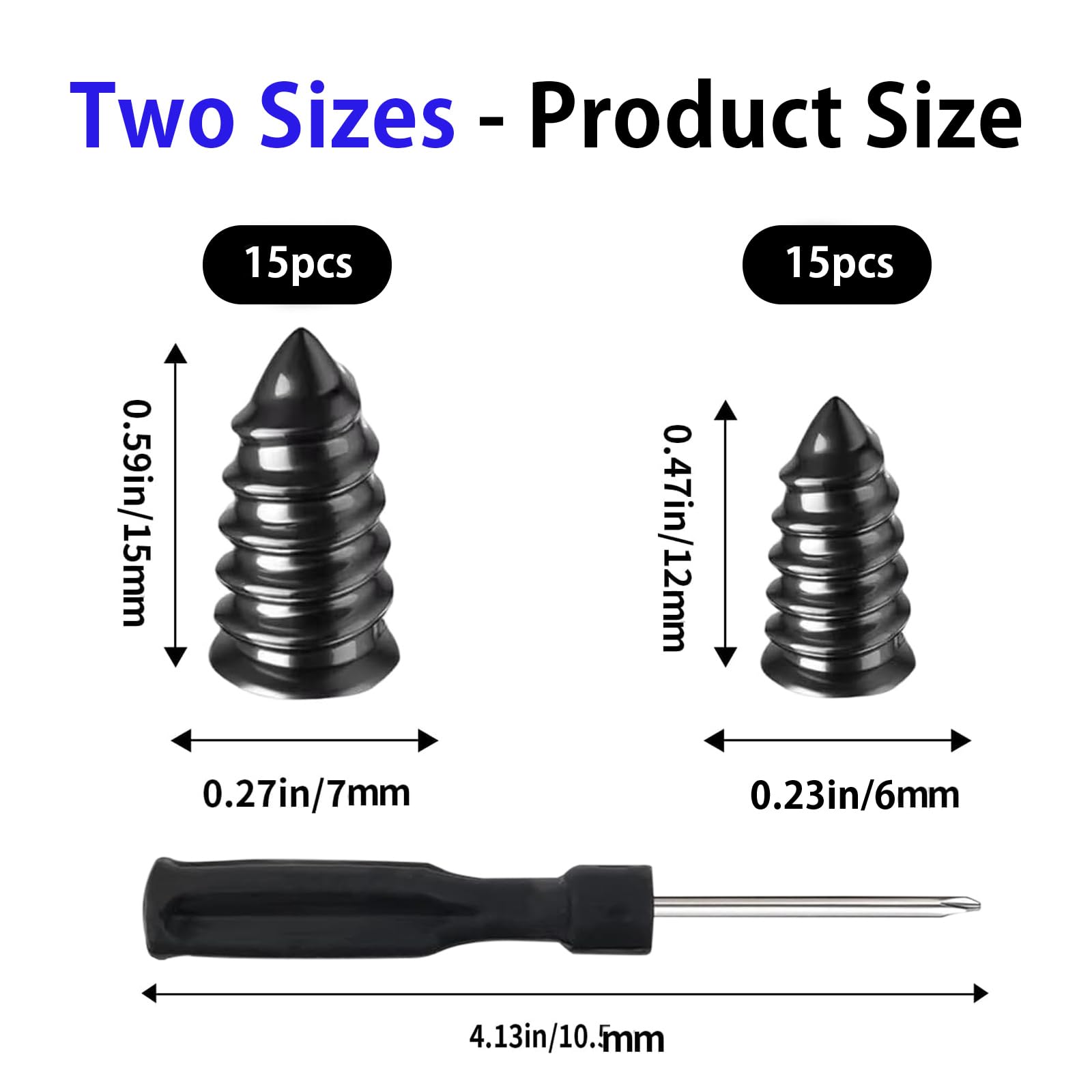 Juego de 30 tapones para neumáticos, tapones de neumáticos atornillados con 2 tamaños, destornillador y tornillo para coches, bicicletas, reparación de pinchazos de neumáticos de tractor