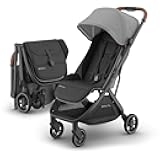 Minu V3 Travel Stroller | Lightweight + Compact Design | One-Hand Fold + Unfold | from Birth + Overhead Compatible | Greyson (Charcoal Mélange/Carbon Frame/Saddle Leather)