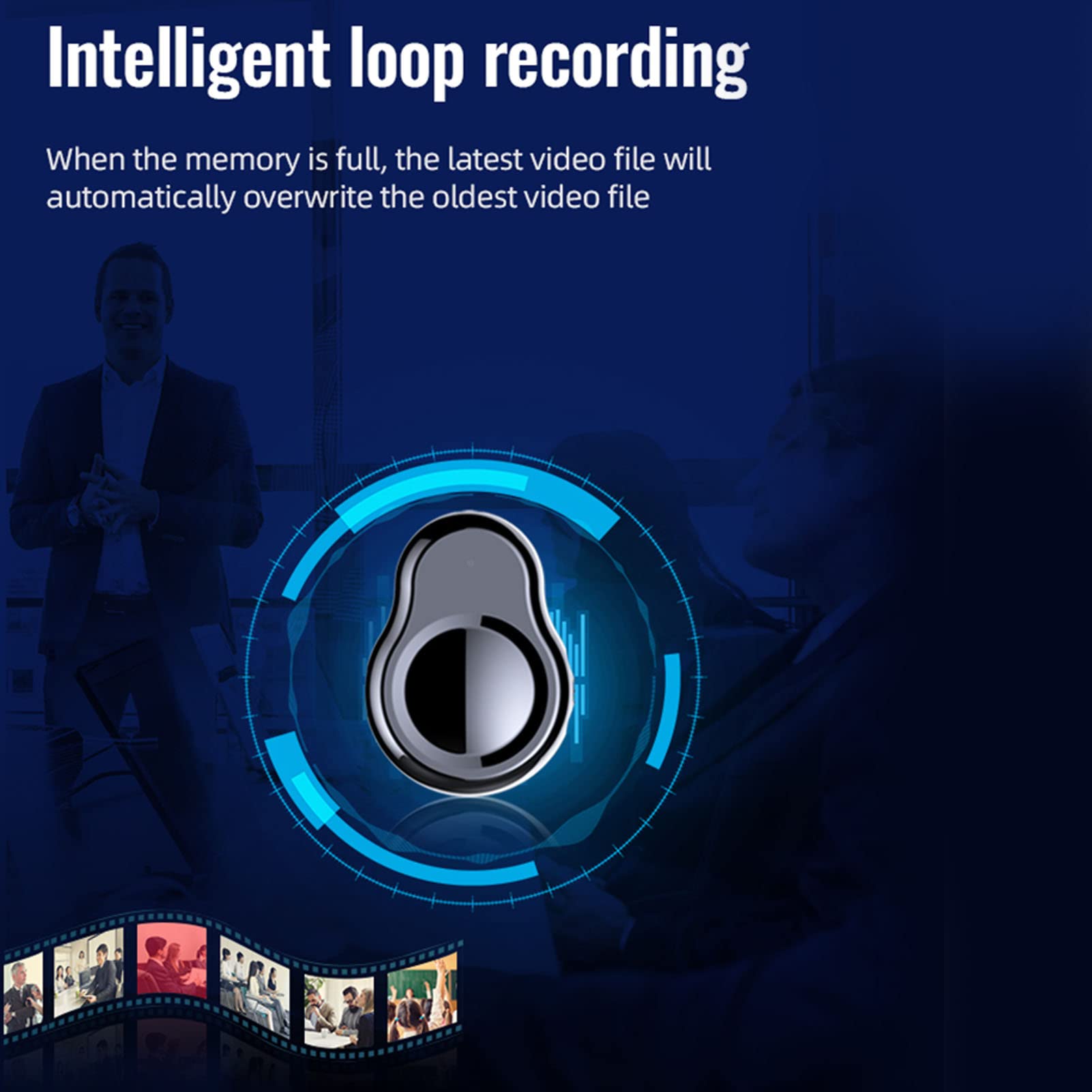 Mini Grabadora de Voz, Grabadora Activada por Video con Cámara Portátil 1080P, Reducción de Ruido de Audio, Dispositivo de Grabación de Audio de Grabación en Bucle para Conferencia (32g)