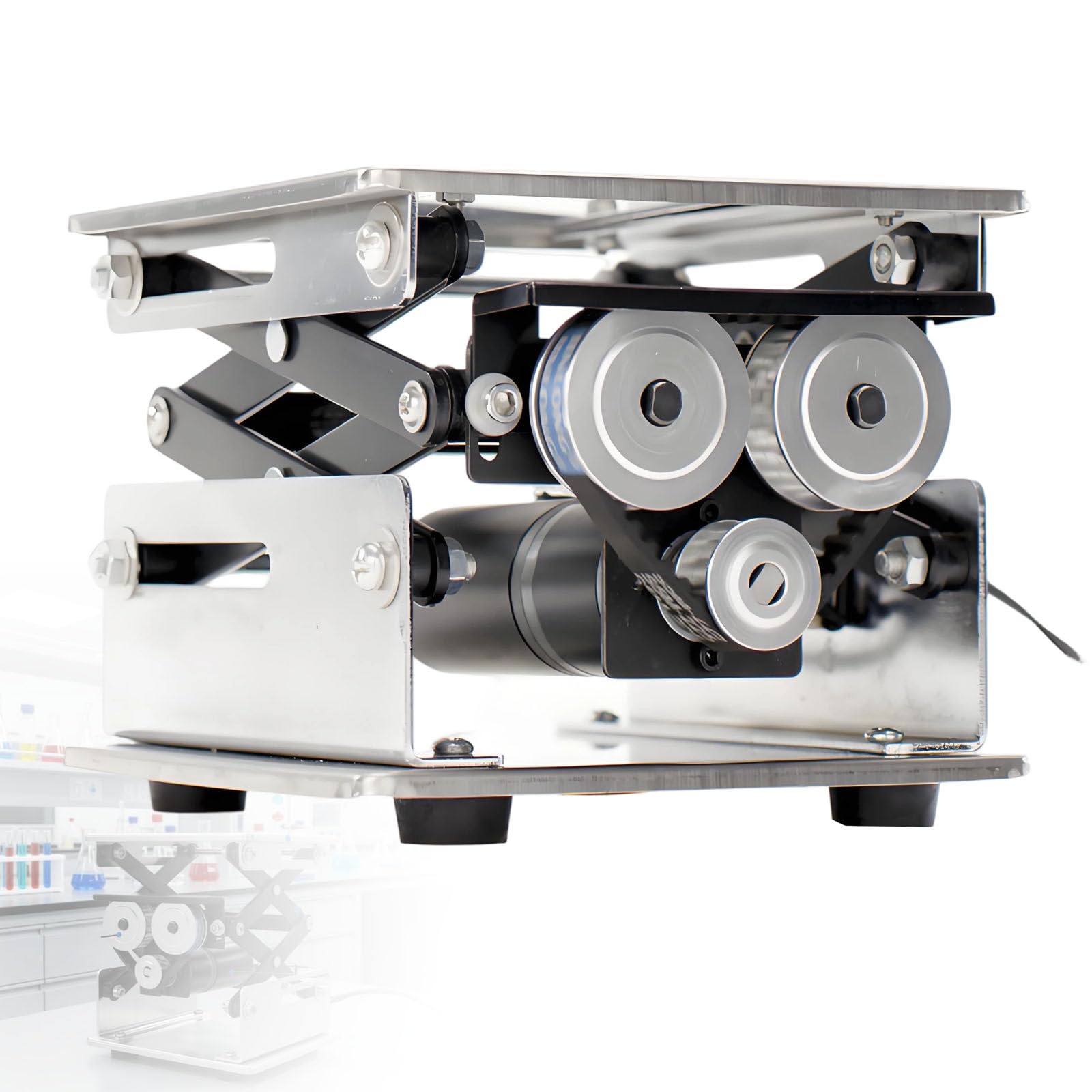 Mesa De Laboratorio Ajustable De Acero Inoxidable, Plataforma Elevadora PequeñA para Laboratorio, con Control Remoto, Capacidad De Carga De 10 Kg, para Laboratorios Escolares 200 * 200mm
