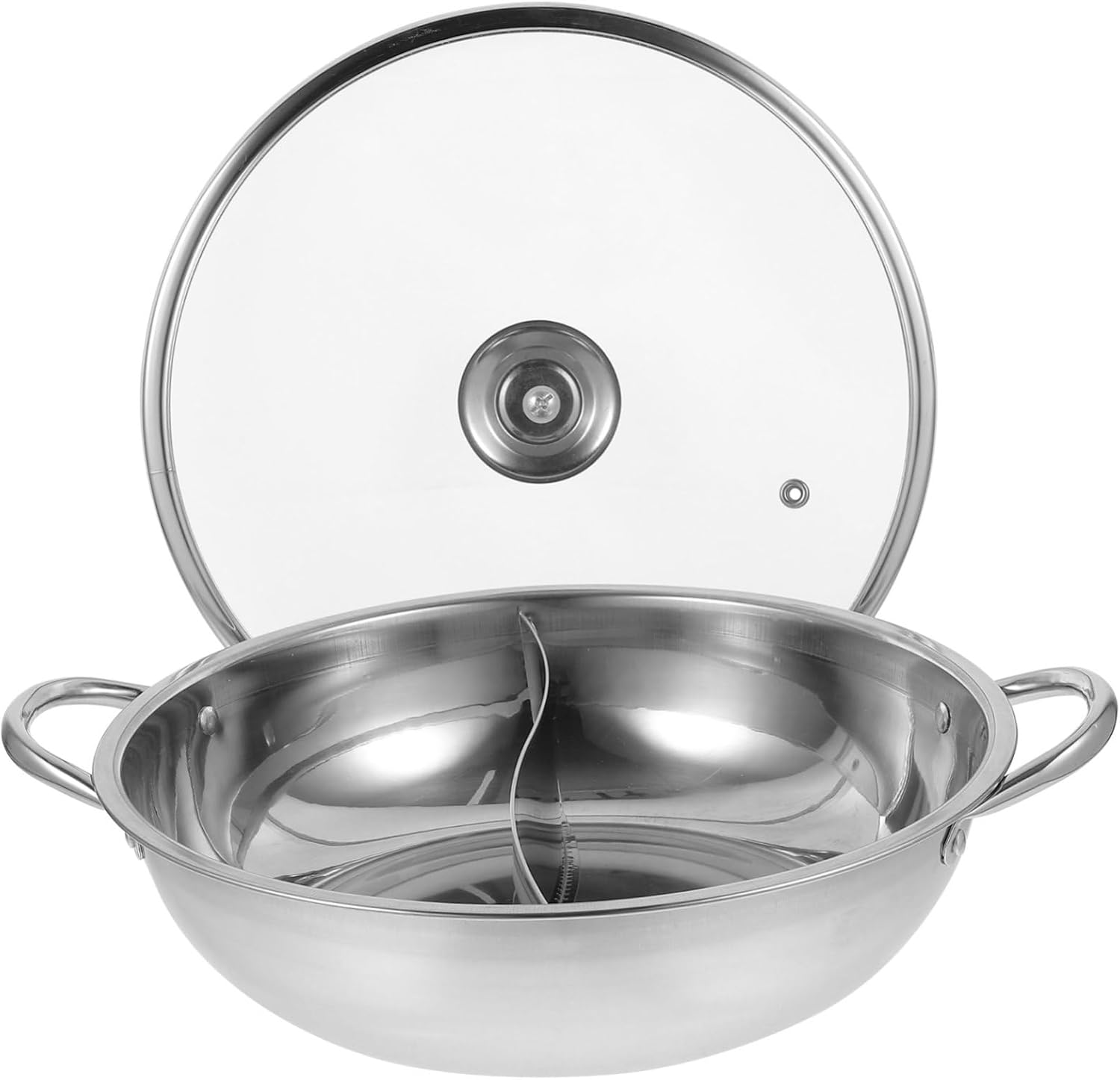 Alipis Dual Handle Stainless Steel Hotpot Pot Divider 1-Piece Multi-Function Stockpot for Induction and Gas Cookers for Family Meals and Gatherings