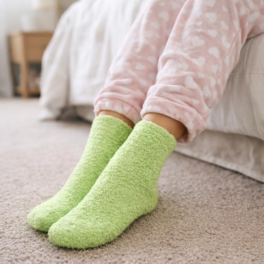 Womens Fuzzy Socks, 12 Pairs Cozy Winter Warm Plush Soft Fluffy Microfiber Comfort Sock Bulk Pack