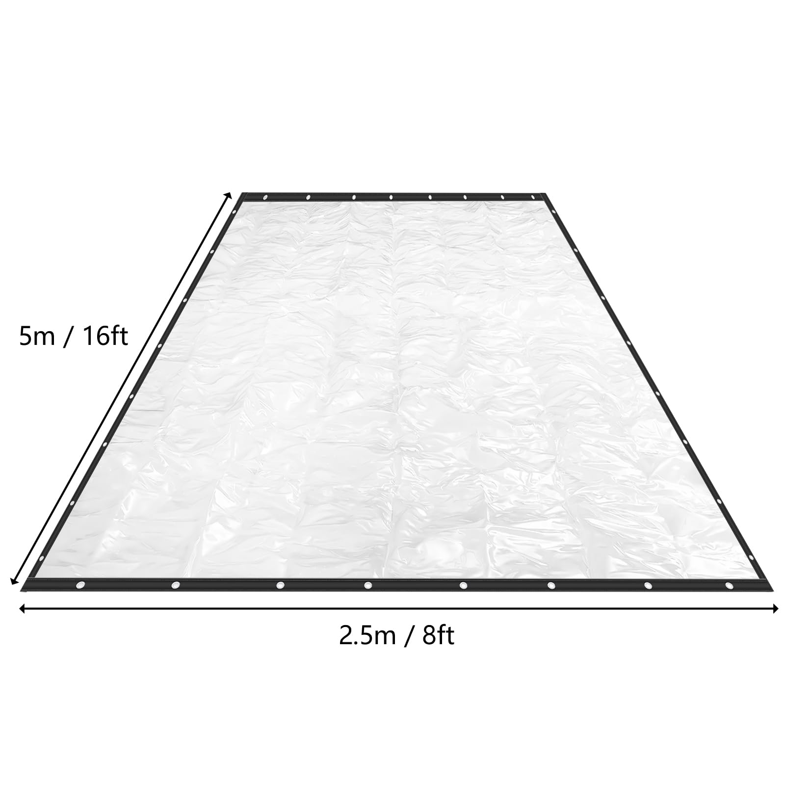 TENNIEX Outdoor Clear PVC Curtain, 8x16ft, Black, Modern Style, Waterproof, Sheer, Dining Room, 1 Panel