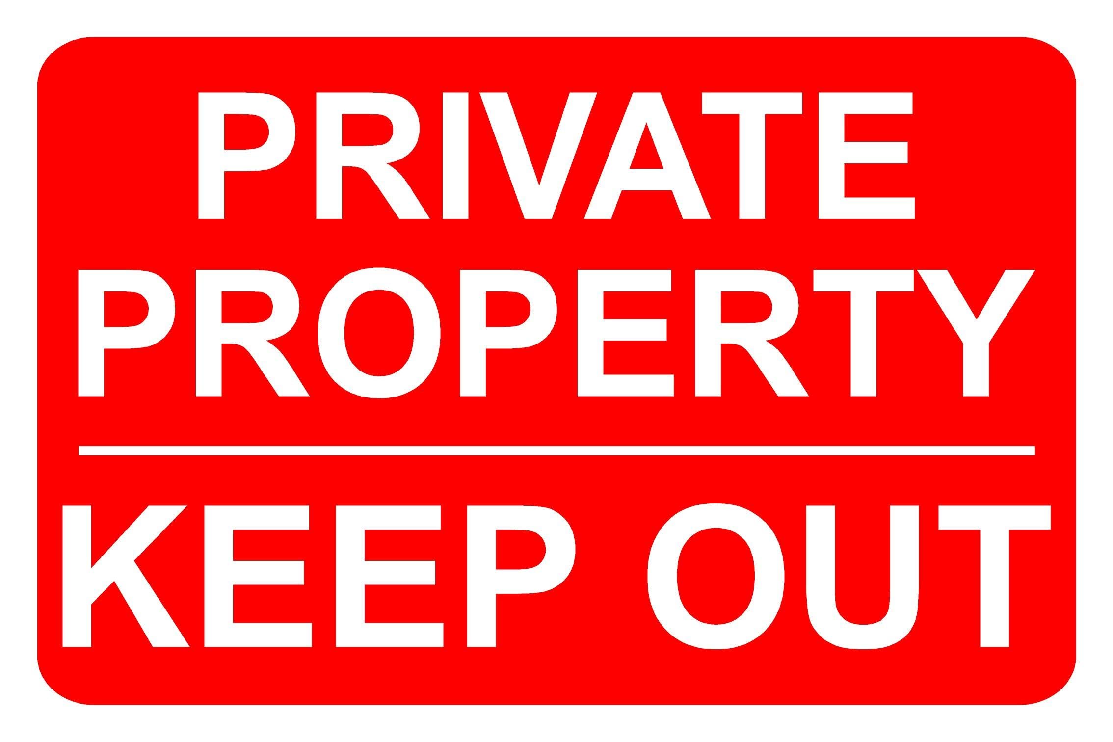 Private Property Keep Out Rigid Correx Safety Sign 300mm x 200mm Red/White.