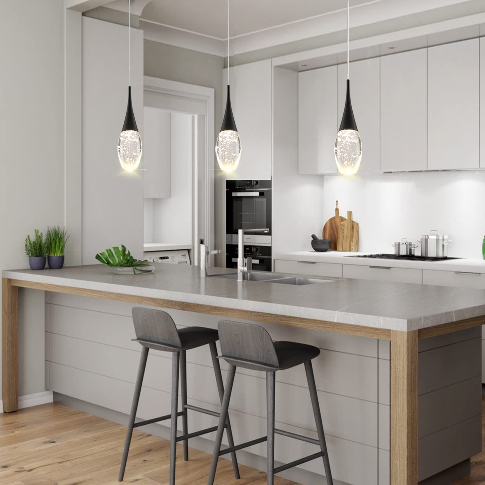 LED Pendant Lights, Pendant Lighting for Kitchen,Bubble Crystal Pendant Lights 1-Light, Crystal Pendant Lights, Pendant Light Fixtures, Pendant Lighting For Kitchen Island, Dining Room, Bedroom
