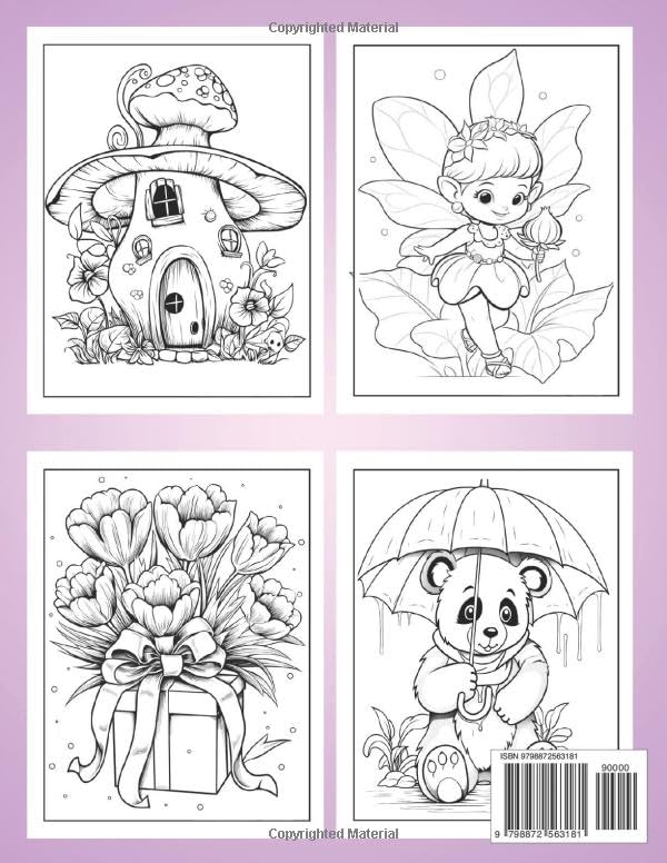 Miniatura 2 de Large Print Coloring Book Bold and Easy Coloring Book for Adults,Seniors,With Easy and Beautiful Fairy,Mushroom,Lighthous,Gnomes,Flowers