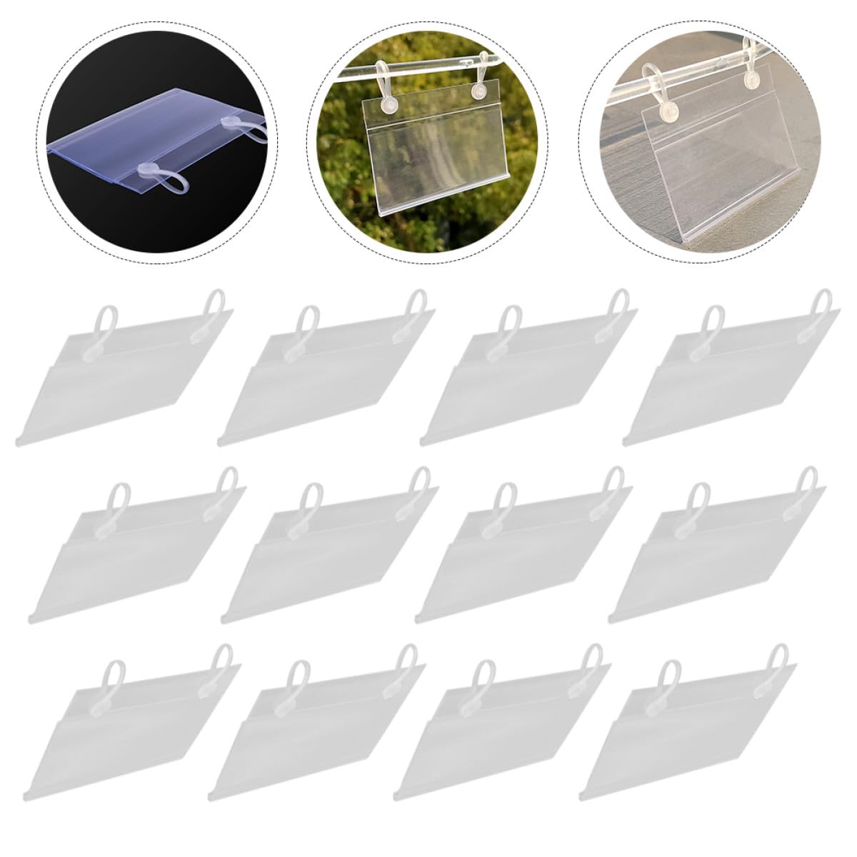 Cabilock Porta Cartellini Prezzi in Pvc Trasparente per Esposizione Mercati, 40 Pezzi Design Semplice per Visualizzazione Prezzo e Informazioni Prodotto