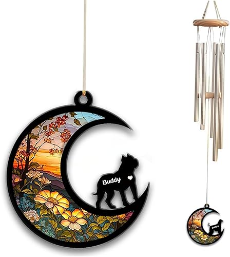 Presa Canario - Campanilla de viento con diseño de girasol, regalo de pérdida de perro, regalo de condolencias de perro, atrapa el sol para la