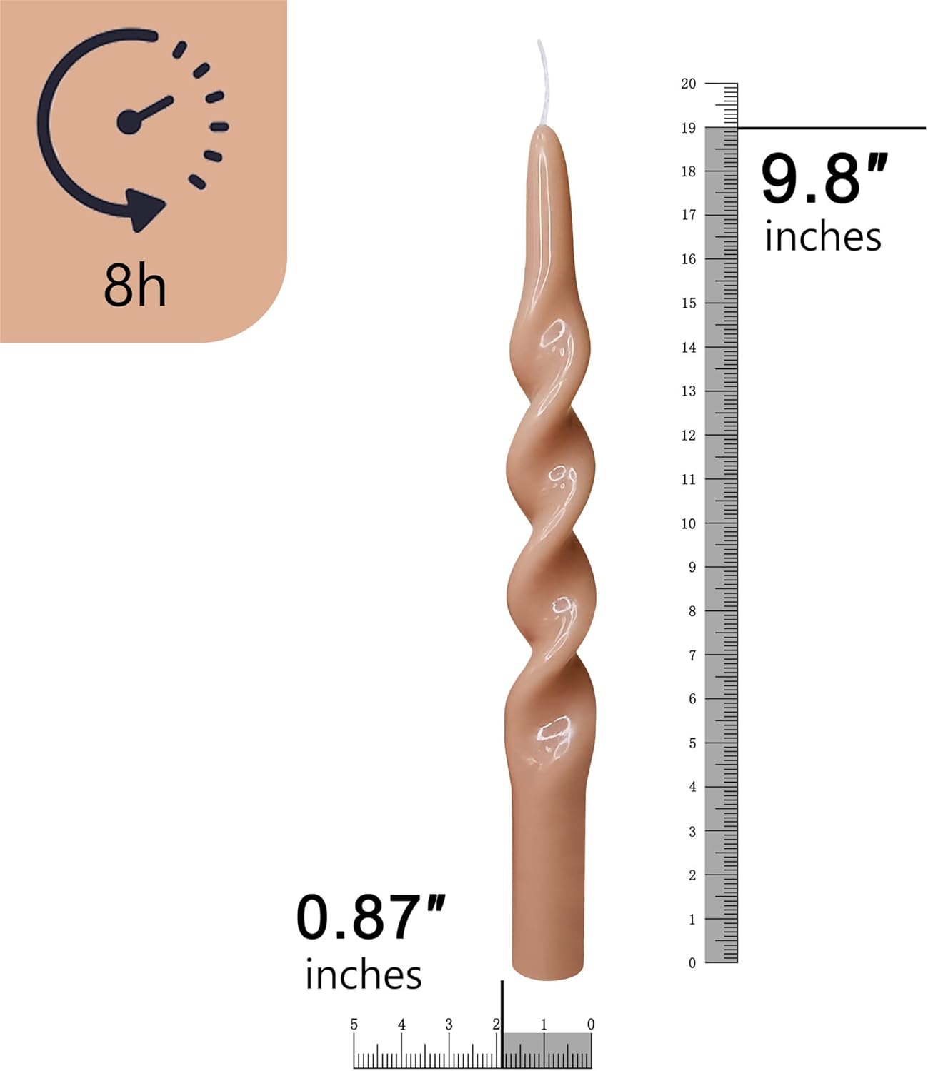 8pcs Brown and Pink Spiral Taper Candle Pink Candlesticks - Brown Long Candle Sticks Unscented Pink Tapered Candles for Home Décor Weddings Festive Seasons Holiday