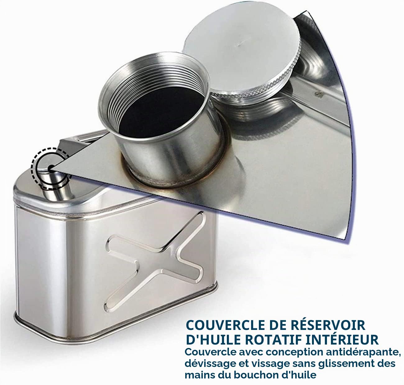 5L/10L/15L/20L Carburant Essence Essence Diesel Gaz Bidons Réservoir Conteneur De Sauvegarde, 201 Acier Inoxydable Jerry Can pour Moto Automobiles Tondeuse À Gazon Bateau Camping,15L