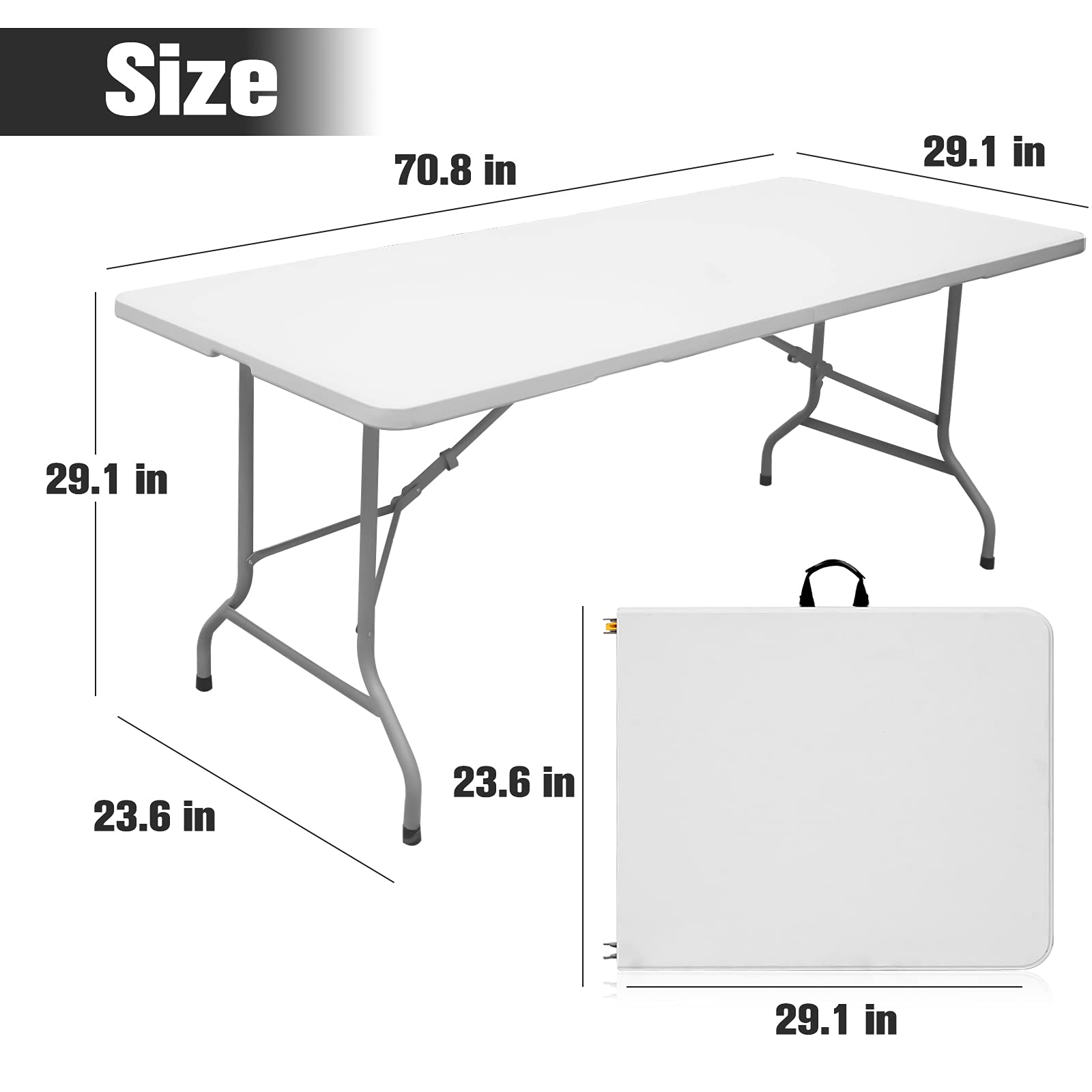 Byliable Folding Table 6ft Portable Heavy Duty Plastic FoldinHalf Utility Foldable Table