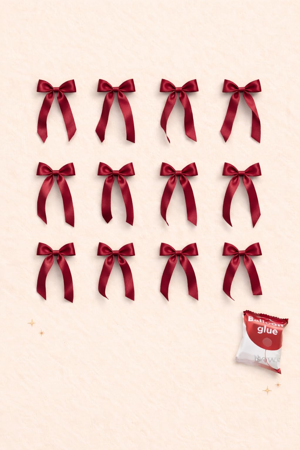 15 PCS Satin Ribbon Bows,Pre-Tied Mini Bows for Gift Wrapping, Crafts, Wedding Favors, DIY Projects, and 1 Glue DOT Packet - [RED]-image-23