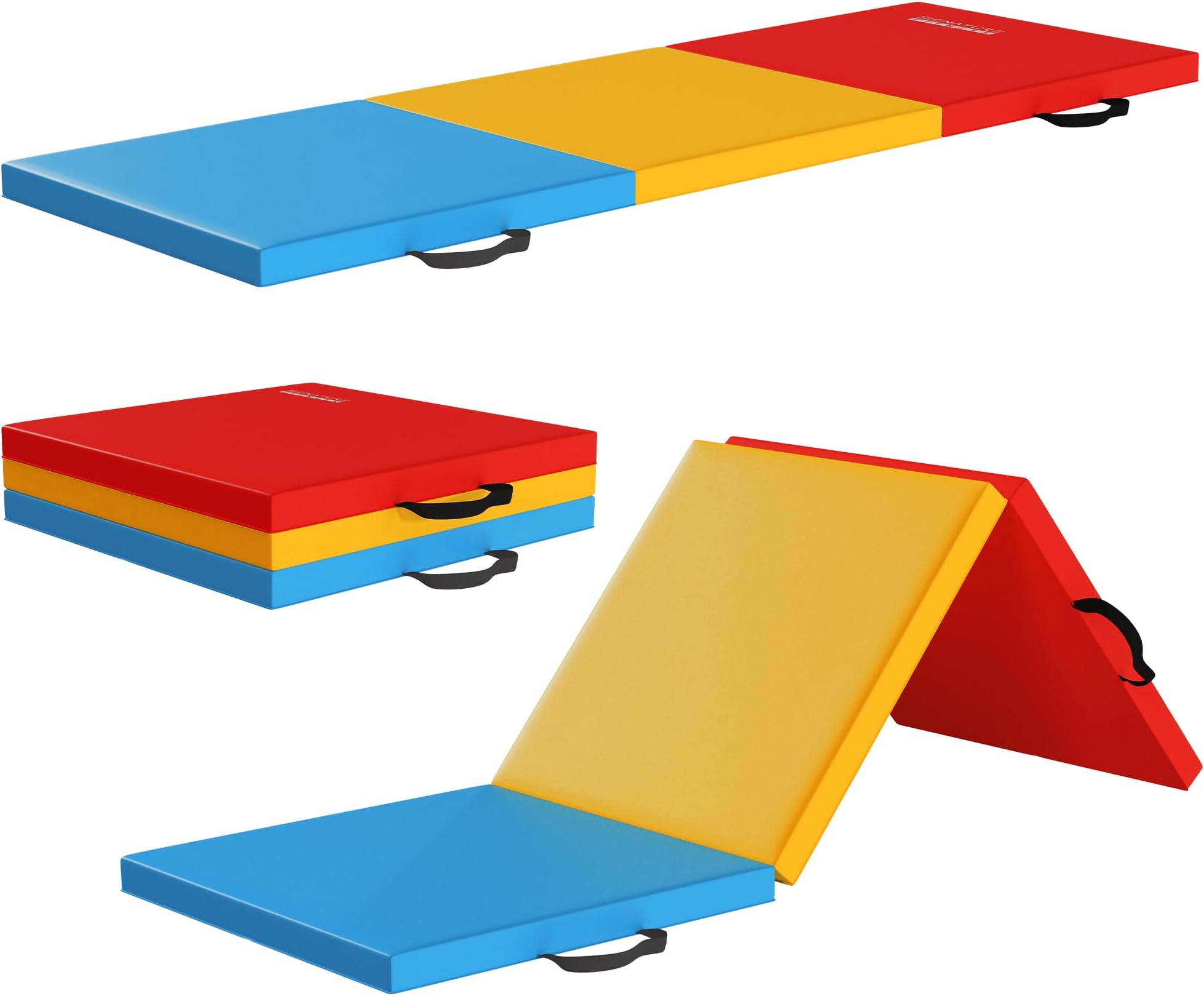 Signature Fitness6ft x 2ft Three Fold Folding Exercise Mat with Carrying Handles for MMA, Gymnastics and Home Gym Protective Flooring, 2-inch Thick