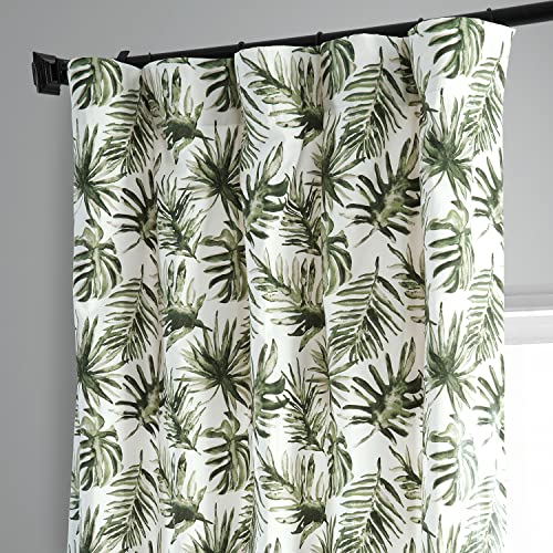 Image of HPD Half Price Drapes Printed Curtains 96 Inches Long Cotton Curtain (1 Panel) Room Darkening Window Curtains for Bedroom & Living Room, 50W x 96L, Artemis Olive Green