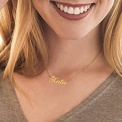 SKQIR Personalized Name Necklace Rose Gold Custom, Customized Chains Name Pendants Necklaces Personalized Name Necklace with Crown for Women Girl Gift2