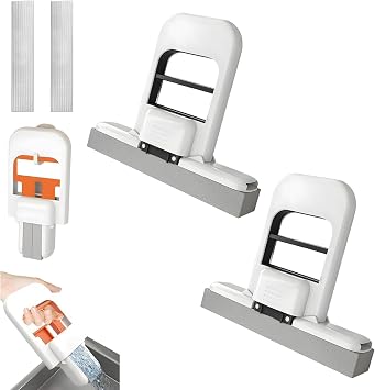 Mini Mop, Mini Foldable Desktop Mop, Mini Sponge Mop for Small Spaces, Wet and Dry Use Cleaning System Small Mops for Bathroom Kitchens Desktop Glass Grey*2