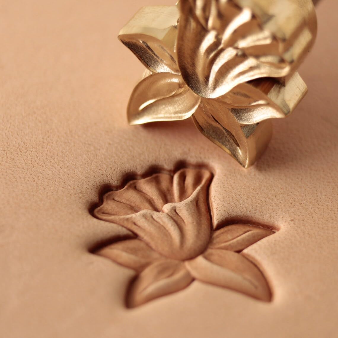 DandS ltd Leather Stamp Tool, Lotus, Professional Steel Craft Tool for Leatherworking, Embossing, Carving & Stamping Leather Projects, Belts, Wallets & DIY Projects Compatible with Mallet #413