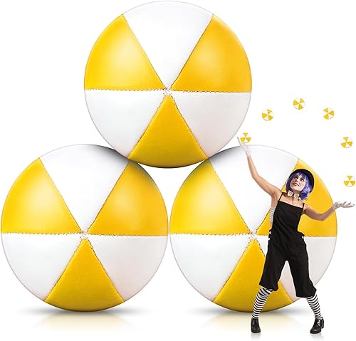 Shappy Paquete de 3 bolas de malabarismo de 2.36 pulgadas, 3 onzas, bolas de circo suaves con diseño de 6 paneles, fácil de agarrar para