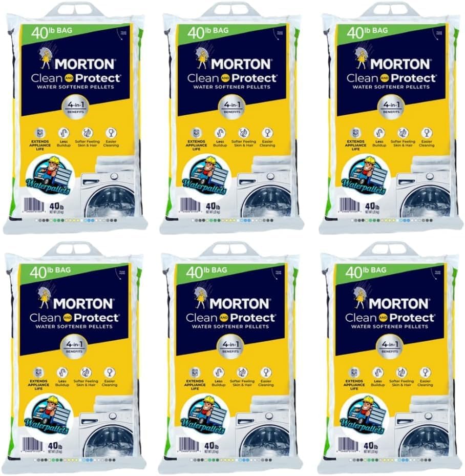 6 Pack - 40lb bags, Morton Clean and Protect Water Softener Salt Pellets