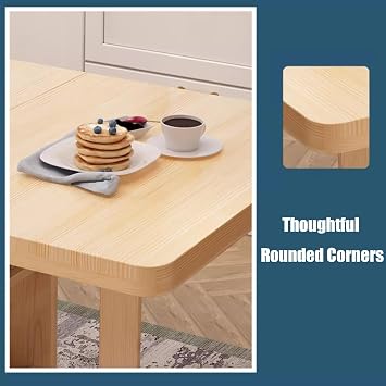 Folding Dining Table Drop Leaf Table, Space Saving Drop Leaf Dining Tables with 2-Layer Storage Shelf, Solid Wood, Utility Extendable Tables for Small Spaces(Color4,120x80cm/47.2x31.5in)