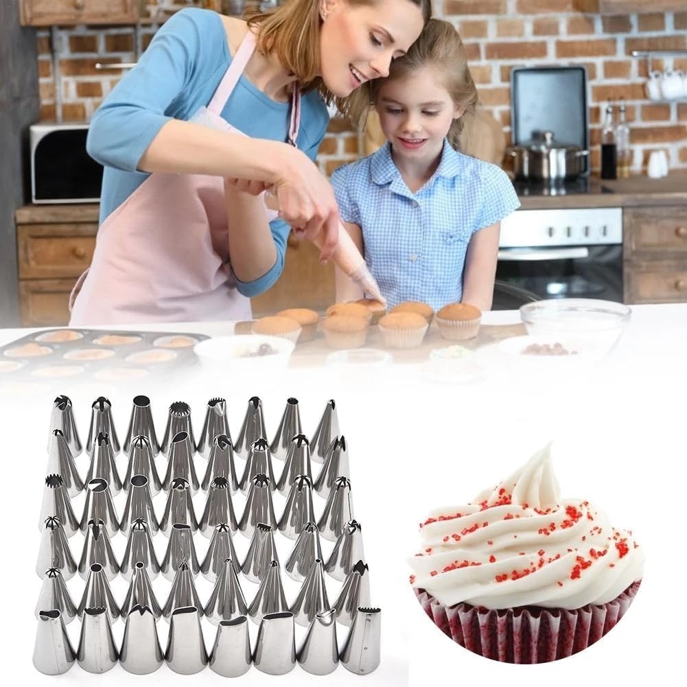 Juego de boquillas para repostería de 42/48 Piezas, boquillas de Acero Inoxidable para Decorar Pasteles, Utensilios para Hornear Pasteles, Kit de boquillas Reutilizables (48 Piezas).