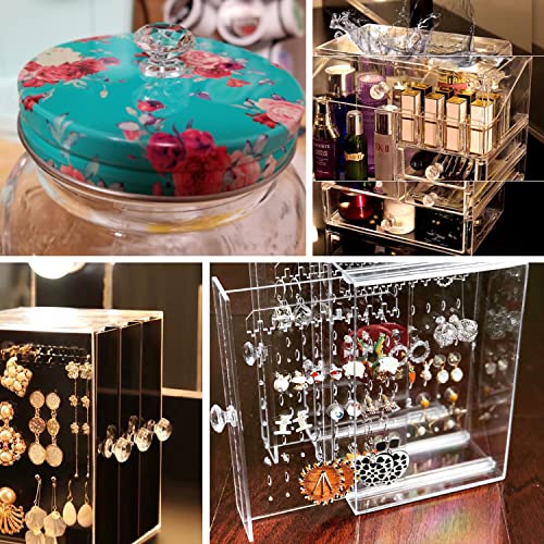 MroMax 6Pcs Tiny Pull Handle Diamond Acrylic Knob, 19mm Diameter, Clear, Shiny, Stick-on Installation, Ideal for Cabinets, Dresser, Jewelry Boxes & Drawers, Makeup Boxes - Image 5