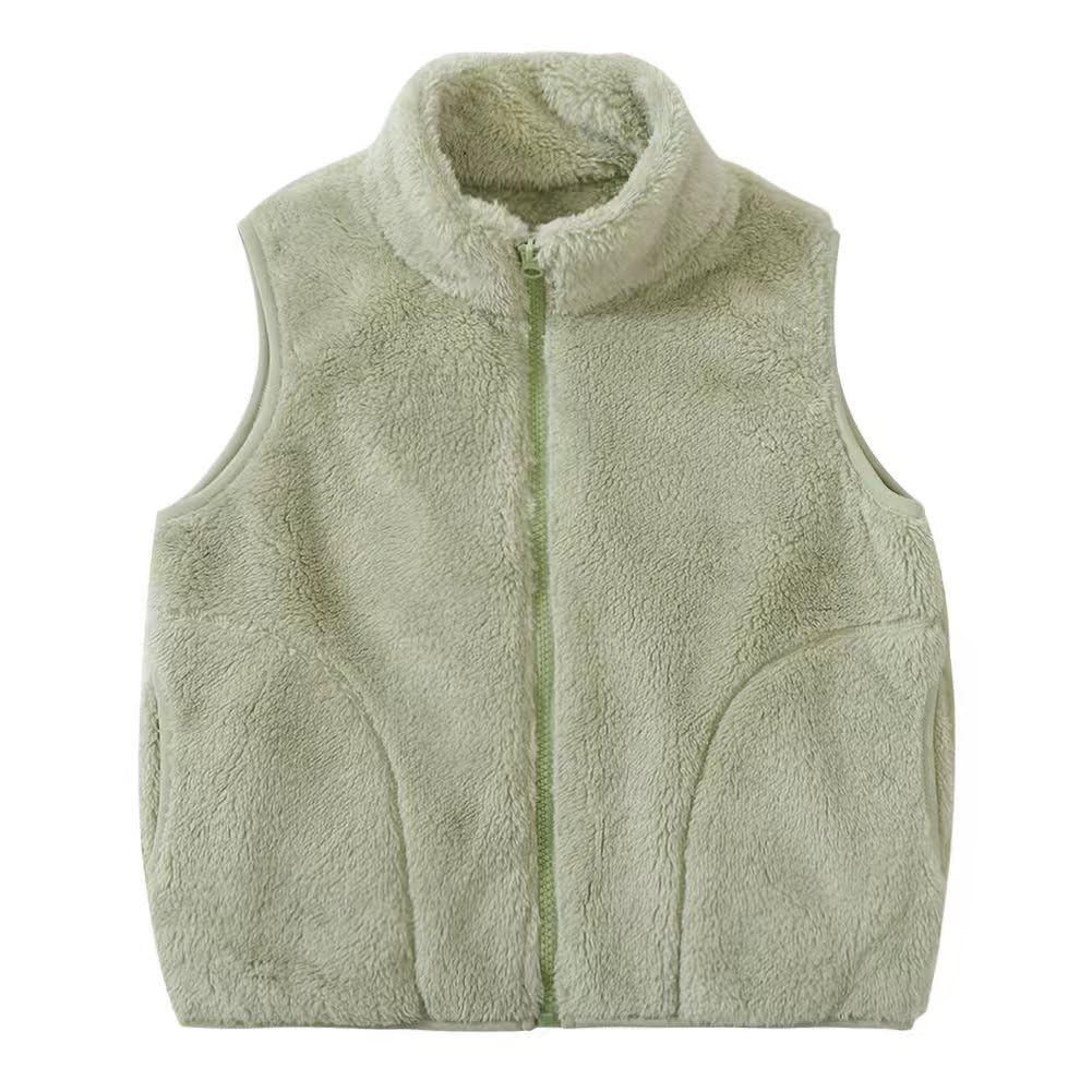 Girls Boys Zippered Vest Warm Soft Fleece Outerwear Jacket with Pockets 3-12 Years