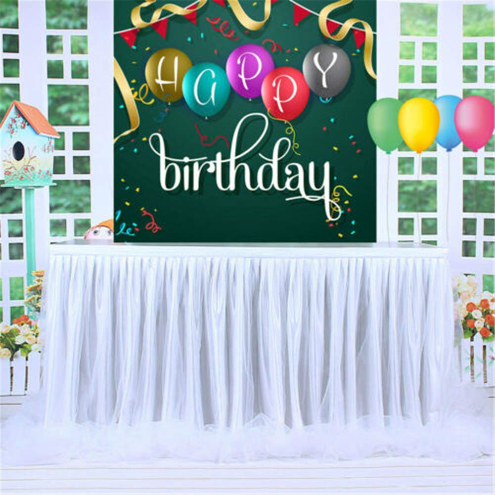 Jupe De Table En Tulle Blanc Miaouyo – 183 X 78 Cm, Idéale Pour Mariage, Baptême, Anniversaire, Baby Shower, Noël, Candy Bar