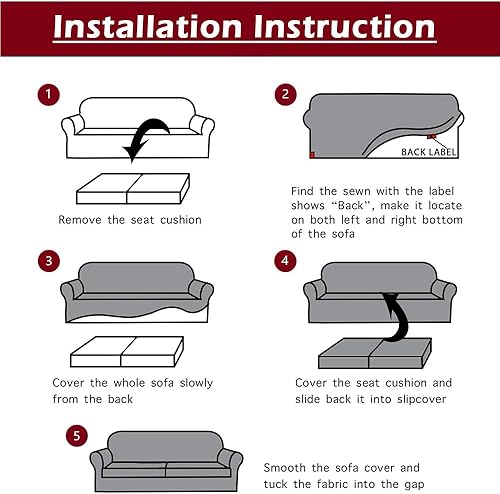 Miniatura 7 de LIPOR Fundas de sofá de Navidad 3 piezas elásticas con 2 fundas de cojín diseño de copo de nieve gris decoración de casa de campo lavable extraíble