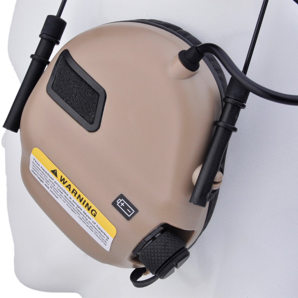 Auriculares electrónicos de protección auditiva con entrada AUX serie M31 que suprime el ruido de disparo dañino amplificando sonidos de bajo nivel (bronceado)