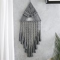 Vista 2 de Tapiz colgante de algodón tejido de macramé, decoración de pared hecha a mano, tapiz para decoración de pared del hogar, frontón de pared de 10.5 x