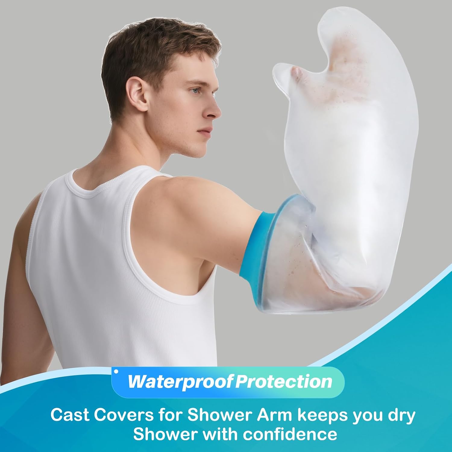 Cast Covers for Shower Arm – Waterproof Cast Cover Arm Adult, Comfortable Reusable Cast Protector for Shower Arm, Cast Bag – Ideal for Showering with Broken Arm, Bandages, After Surgery Wounds