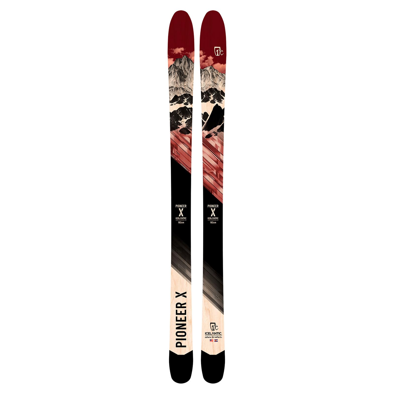 ICELANTICMen's Pioneer X Lightweight Durable Stable Alpine All-Mountain Snow Skis with Special Artwork, No Bindings Included
