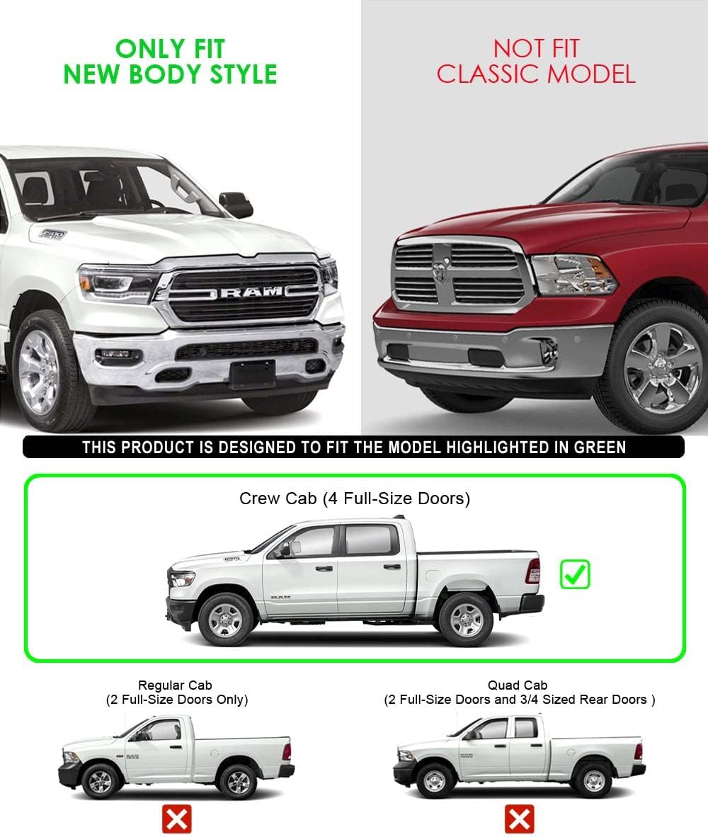 APS Drop Steps Running Boards Compatible with Ram 1500 2019-2026 Crew Cab (Will Not Fit 2018 Previous Generation Build in 19-24) | Stainless Steel | Anti-Slip | 500lbs Capacity | 5-Year Warranty