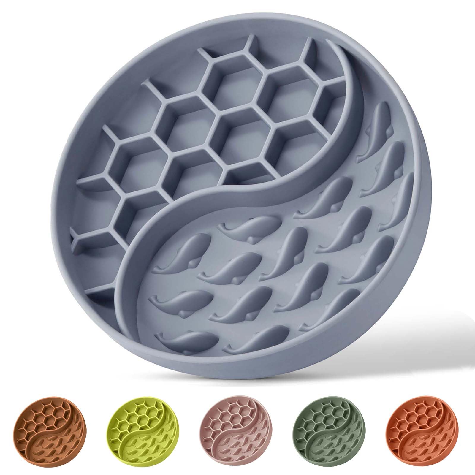 Slow Feeder Dog Bowls, Silicone Pet Food Bowls with Suction Cups, Non-Slip Dog Feeding Slow Down Pet Eating Speed for Fast Eaters, Anxiety Relief & Fun Added (Blue)