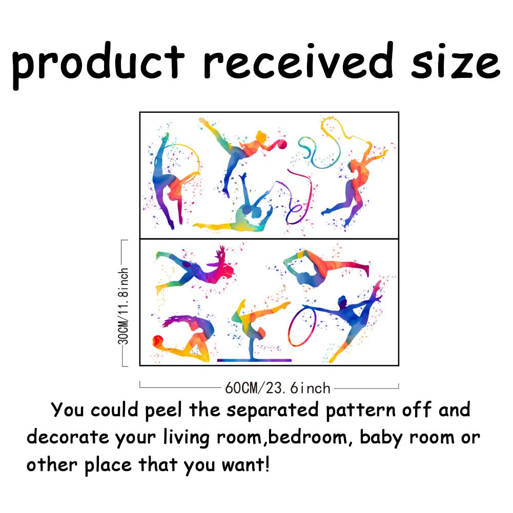SUPERDANT Gymnastics Wall Stickers Rhythmic Gymnastics Wall Art Stickers Dancing Girl Wall Decals Peel and Stick Vinyl Decor for Living Room Bedroom Decoration Girl's Gifts - Image 2
