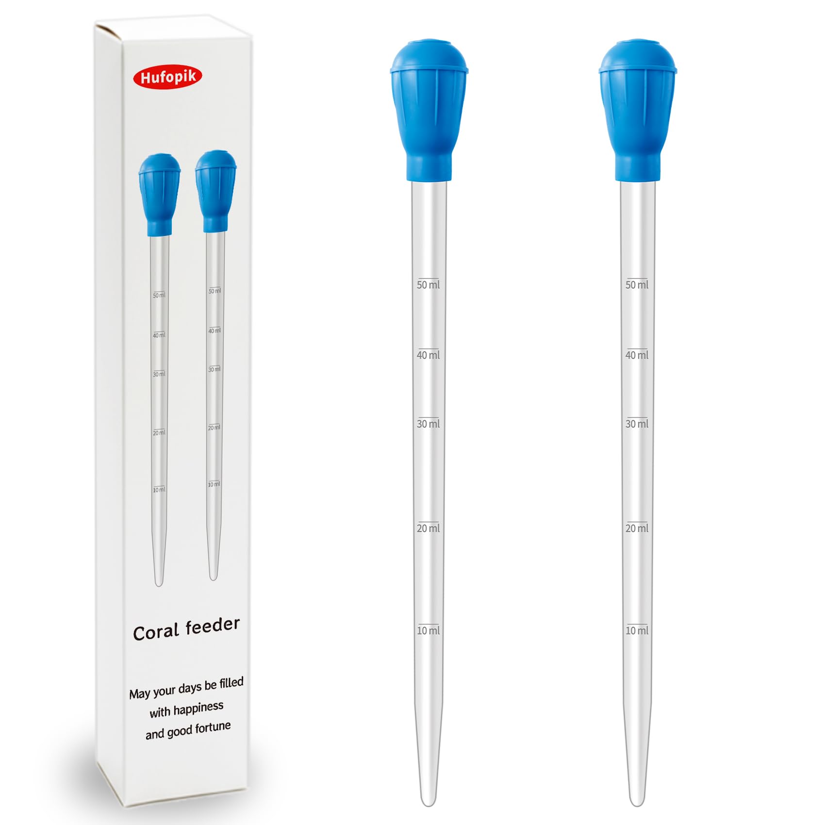 17.7 in 2 Pcs Long Pipette for Fish Tank Coral Food Feeder Long Syringe Reef Coral Food Spot Feeder Tube for Reef Aquatic Plant Spider Snake Lizard，for Axolotl Tank Accessories