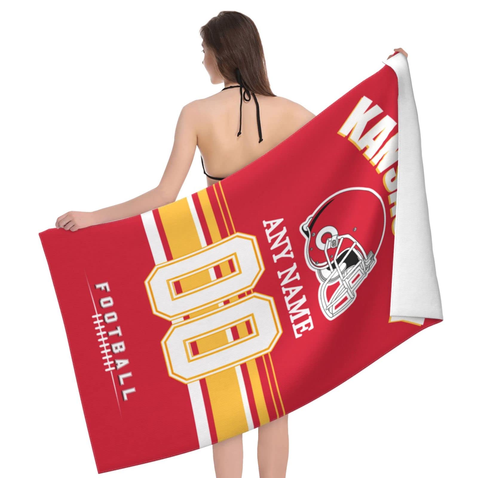 Personalized Kansas City Beach Towel - Custom Name & Number, 32"x52"