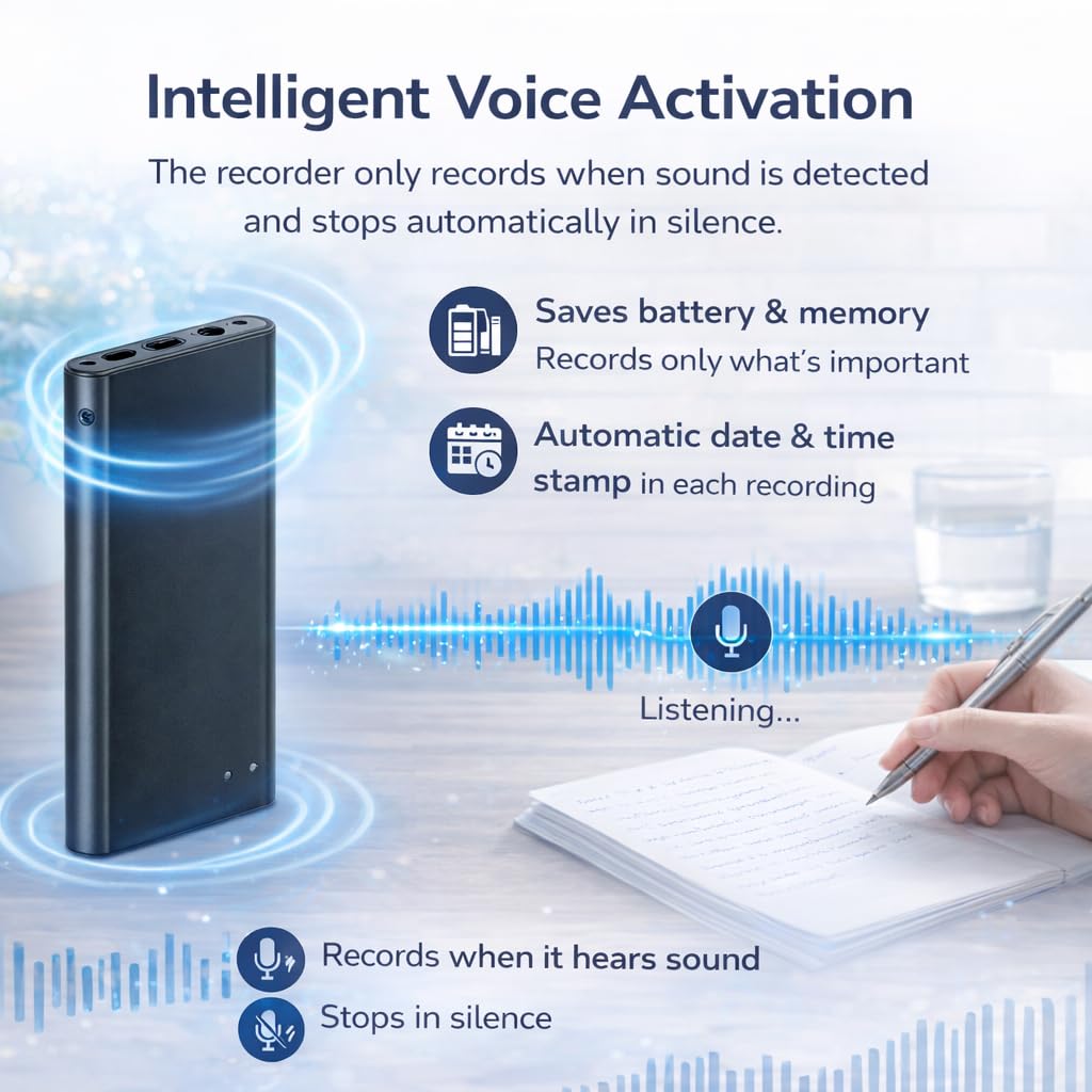 CleverTalk Q1 Grabadora de Voz con IA | Activada por Voz | App Móvil, Mac, Windows y Web | Cloud Europea GDPR | 64GB | Audio HD 1536kbps | USB-C (64, GB)