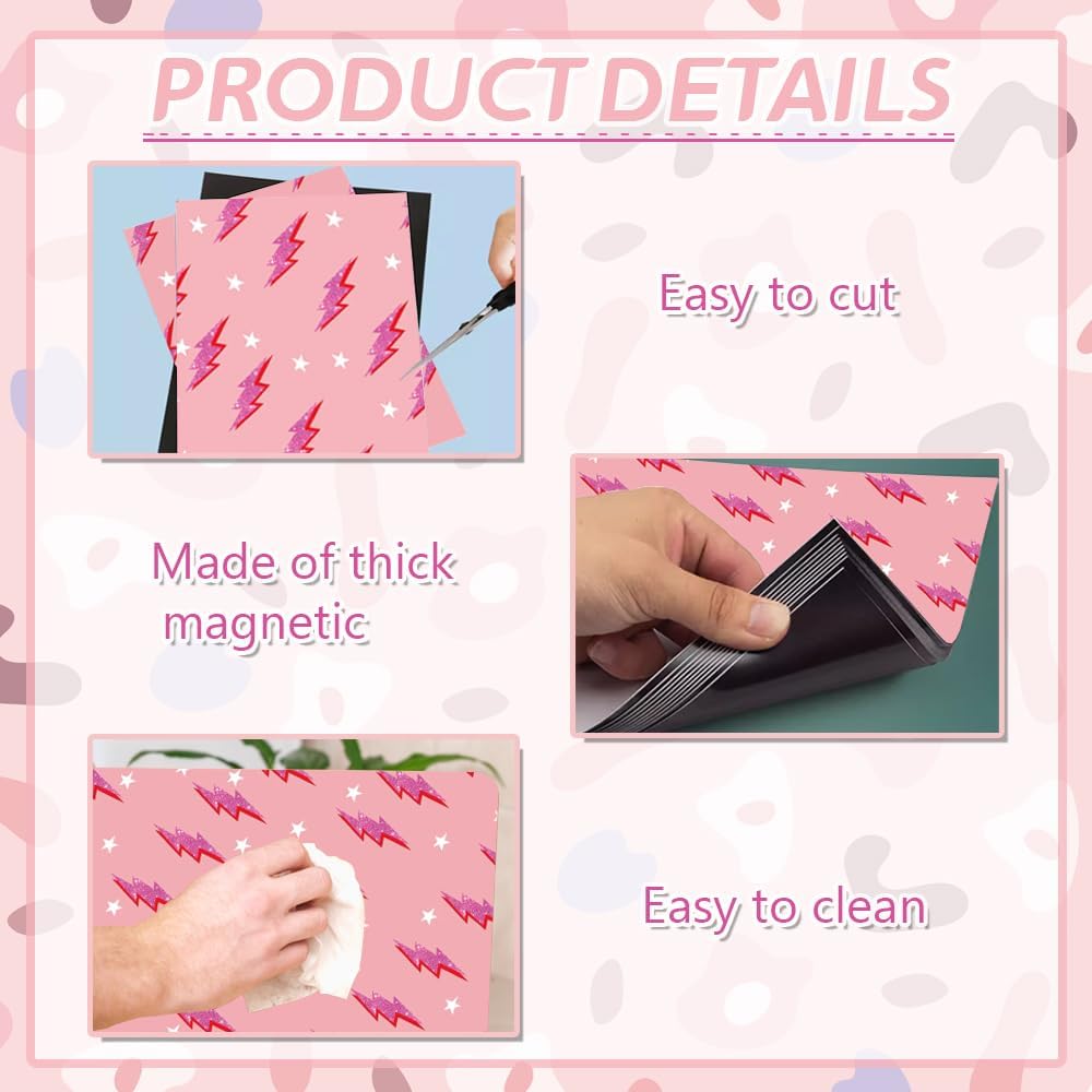 6 Pcs Magnetic Locker Wallpaper - 12"x12" Removable, Waterproof, Trimmable Sheets (Pink Wave)